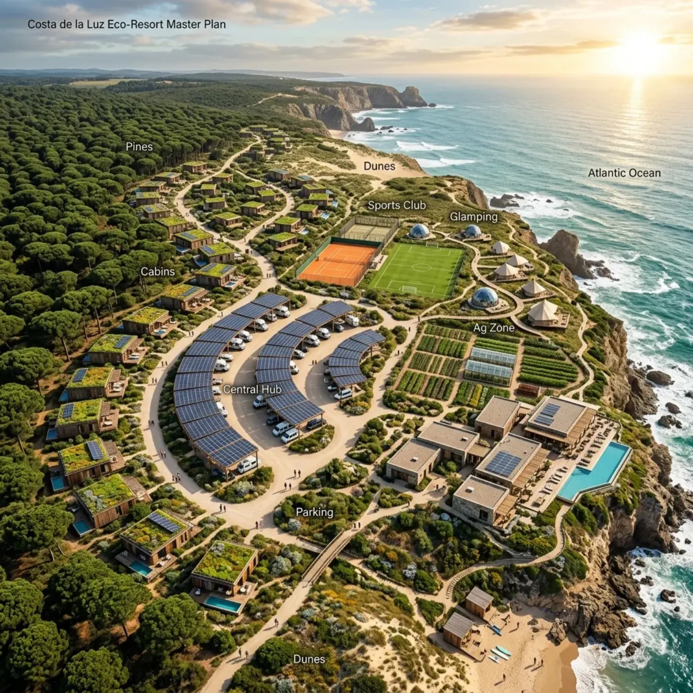 Masterplan costa ilustrado — la red de enclaves
