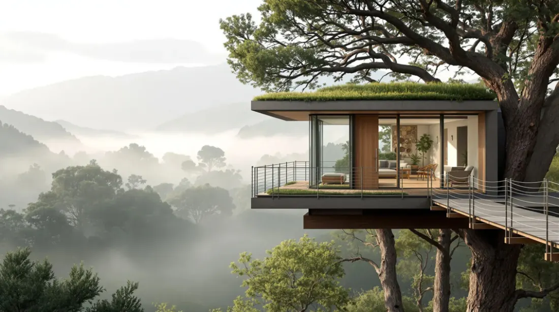 Treehouse con cubierta vegetal